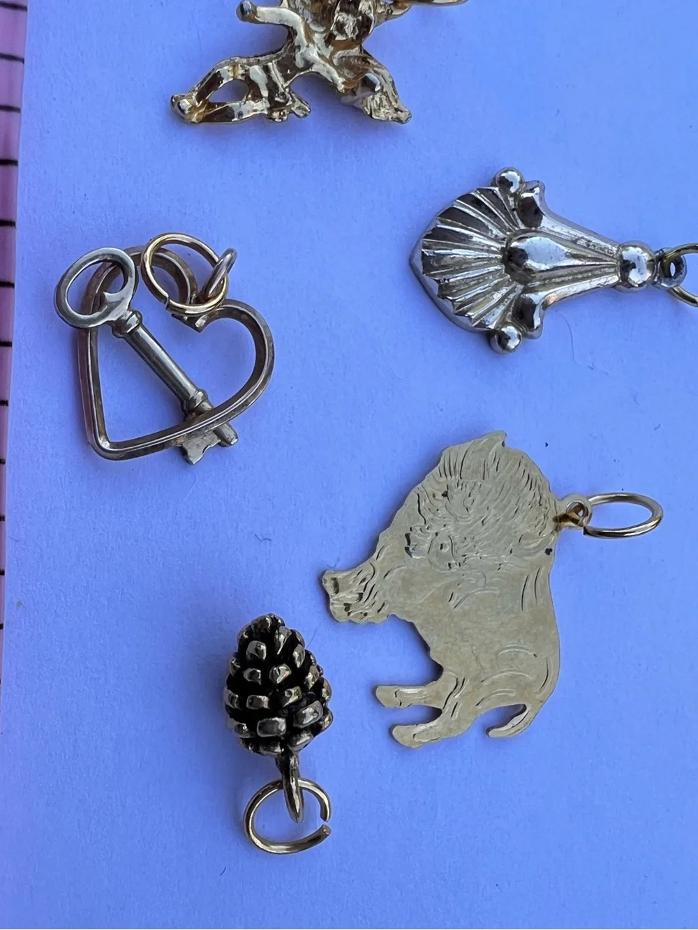 Gold Tone Small Charm Mix - Heart, Pinecone, Buffalo & More - Picture 4 of 9
